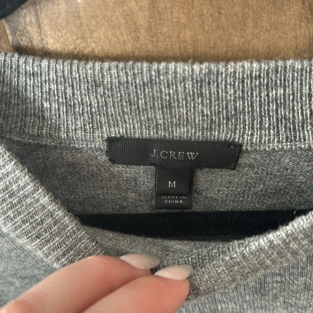 J Crew Gray Ruffle Sleeve Sweater